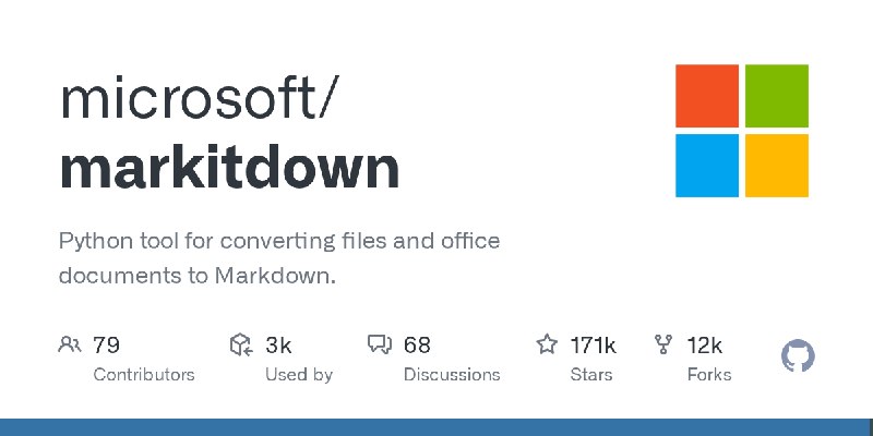 GitHub - microsoft/markitdown: Python tool for converting files and office documents to Markdown.