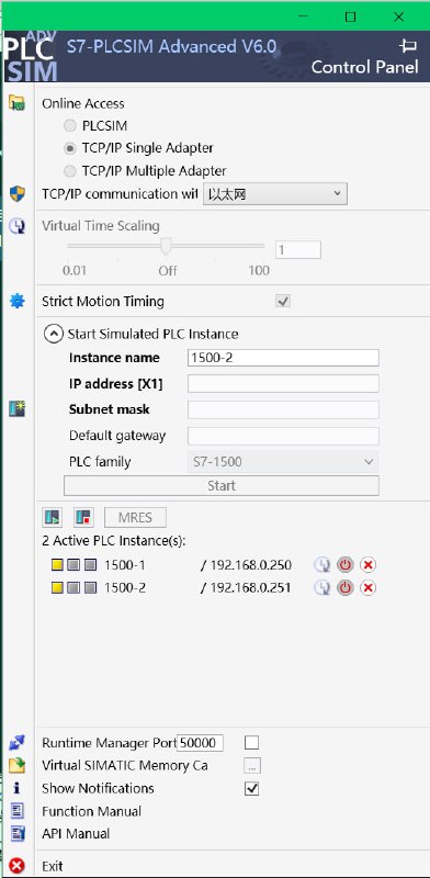 今天测试了单机模拟两台plc进行modbus实验是想到，带同学们进行双击plcsim adv实验的时候，既然可以ping的通本机模拟的plc，那么我也可以在本机模拟两台plc实验成功的前提就是可以ping的通plcsim adv的两台plc网络环境的设置方法和带同学们的一样:- 需要设置siemens plcsim adv adapter的ip为plc实例同网段（和宿主pcIP可以不一个网段）- 需要在实体adapter里勾上对号（此步也可能不需要）- tcp comm with <local>（无所谓应该，只要测试能ping同plc实例就可以）#plc #plcsim