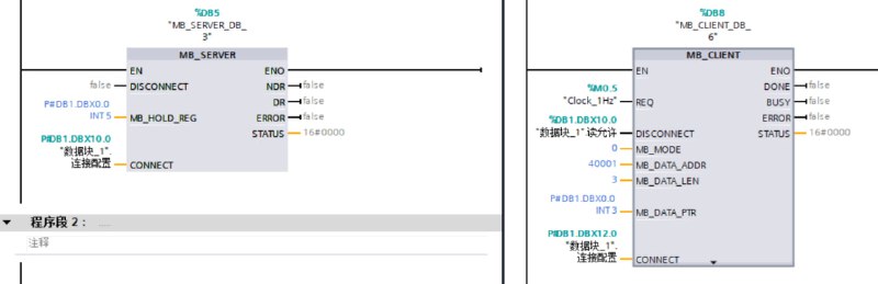 一个modbus-tcp的配置例子（mb_client\mb_server）图1为tia portal块配置 图2为通信流程图1. 客户端发起请求 - 读取从地址 40001 开始的 3 个保持寄存器（每个16位，即一个word或者一个int）2. 服务器查找数据 - 从 DB1.DBX0.0 开始的数据区读取对应值