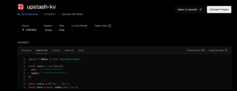 vercel太坑爹了！！integration 页面提供的 upstash-kv 的 token 都不对！！最后还是点一下“Open in upstash